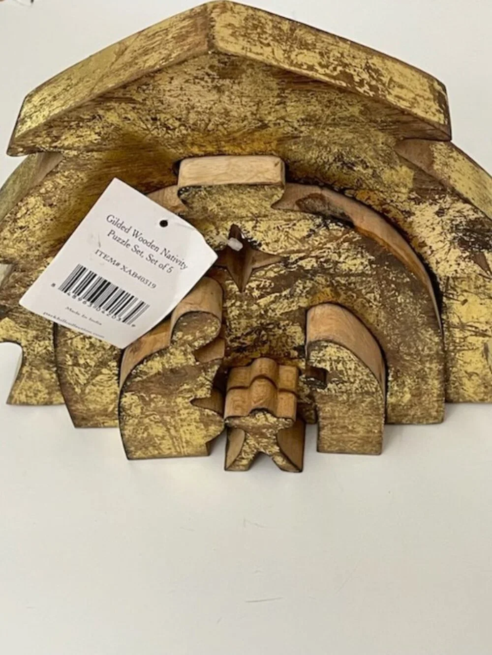 Park Hill Gilded Wooden Nativity Puzzle 5 pc‎ Set Christmas Seasonal Holiday